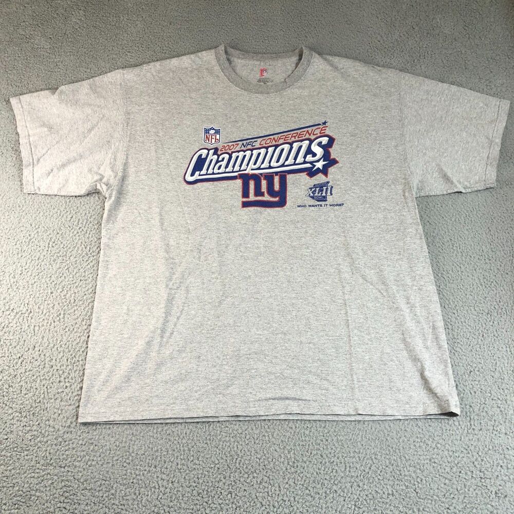 New York Giants Shirt Mens XXL Gray Football NFL Sportswear Champions Logo Tee